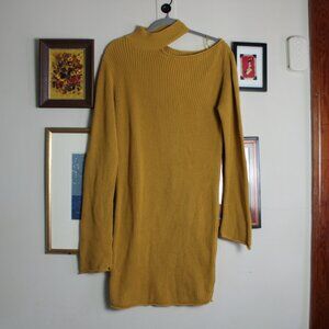 RTA Off the Shoulder Cotton Turtleneck Sweater Dress XS
